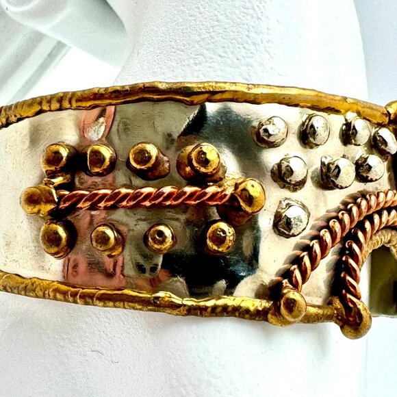 Handcrafted Bronze Copper Zinc Bracelet Genuine Rose Quartz Adjustable - Picture 14 of 14